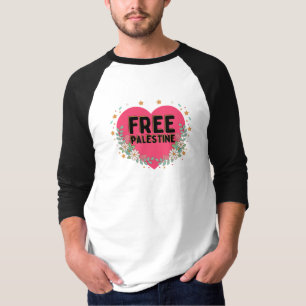 Camiseta design gráfico cardíaco rosa-giro-palestiniano