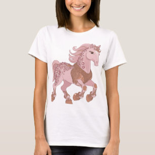 Camiseta Design Gráfico Cavalo Prateado com JOIAS ROSAS Ele