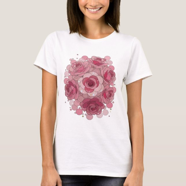 Camiseta Design Gráfico de BOLHAS DE ROSA Rosa Clássico (Frente)