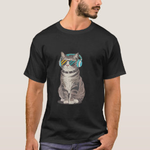 Camiseta design gráfico de música de gato vintage para aman