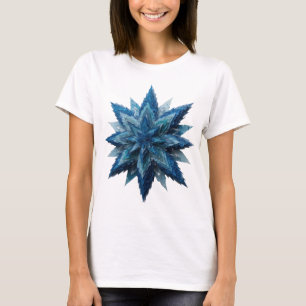 Camiseta Design Gráfico Estrela de Gelo Azul Prata Nítido