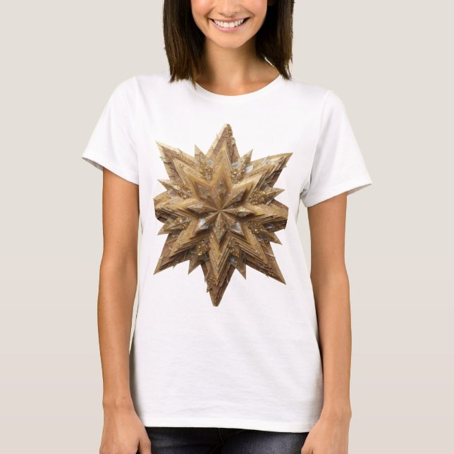 Camiseta Design Gráfico Estrela Dourada Prata Fresca (Frente)