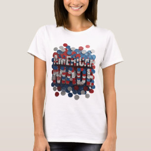 Camiseta Design Gráfico Feito na AMÉRICA Prata Resfriada