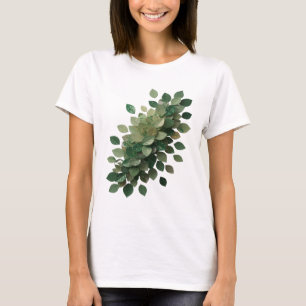 Camiseta Design Gráfico Folhas Verdes Estilosas