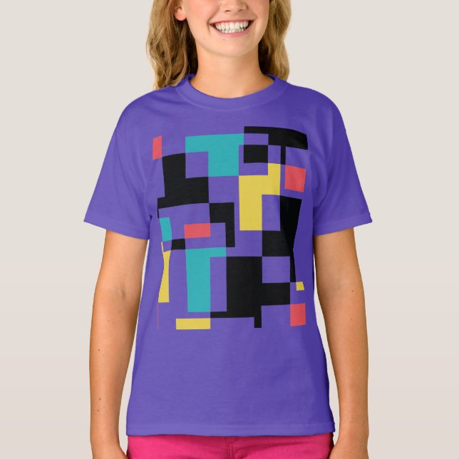 Camiseta Design gráfico geométrico moderno, divertido e col (Frente)