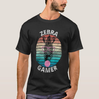 Camiseta Design Gráfico Zebra Gamer Para Crianças Jogadoras