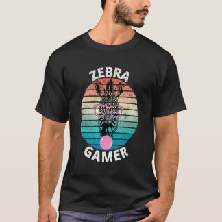Camiseta Design Gráfico Zebra Gamer Para Crianças Jogadoras