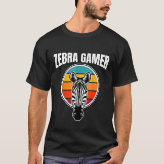 Camiseta Design Gráfico Zebra Gamer Para Crianças Jogadoras