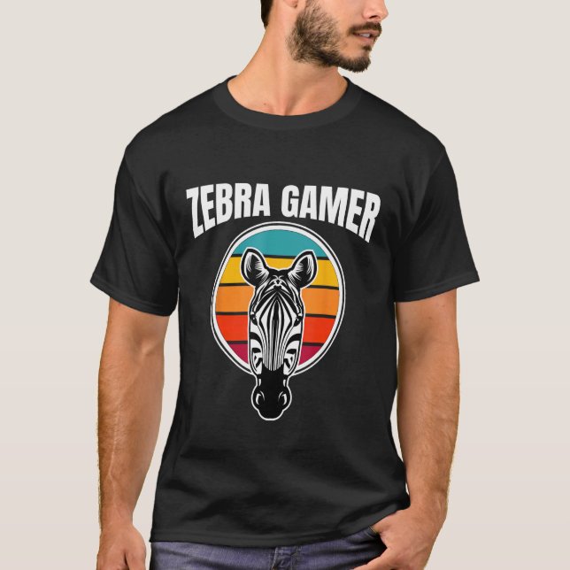 Camiseta Design Gráfico Zebra Gamer Para Crianças Jogadoras (Frente)