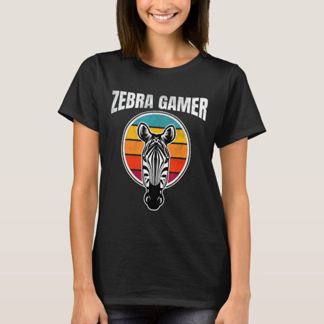 Camiseta Design Gráfico Zebra Gamer Para Crianças Jogadoras (Frente)