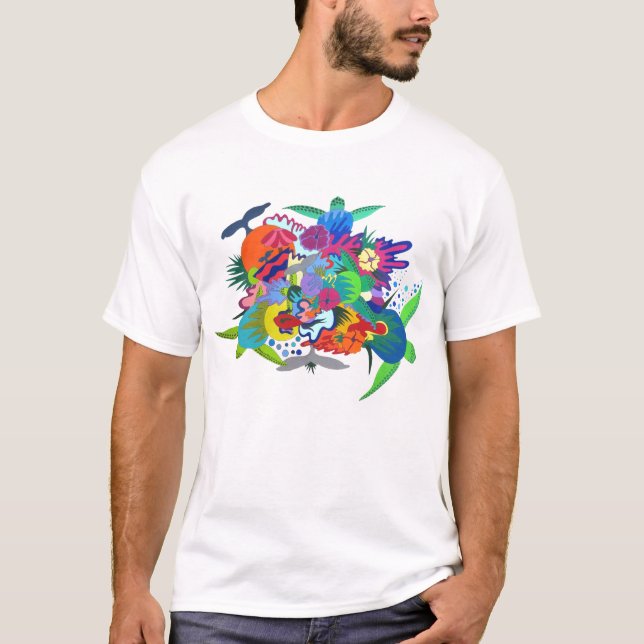 Camiseta Design havaiano colorido do t-shirt (Frente)