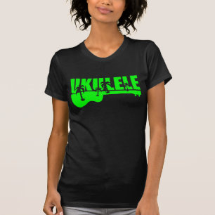 Camiseta design havaiano tropical verde do ukulele do uke