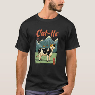 Camiseta Design Híbrido de Gato-vaca Gato-telo Engraçado