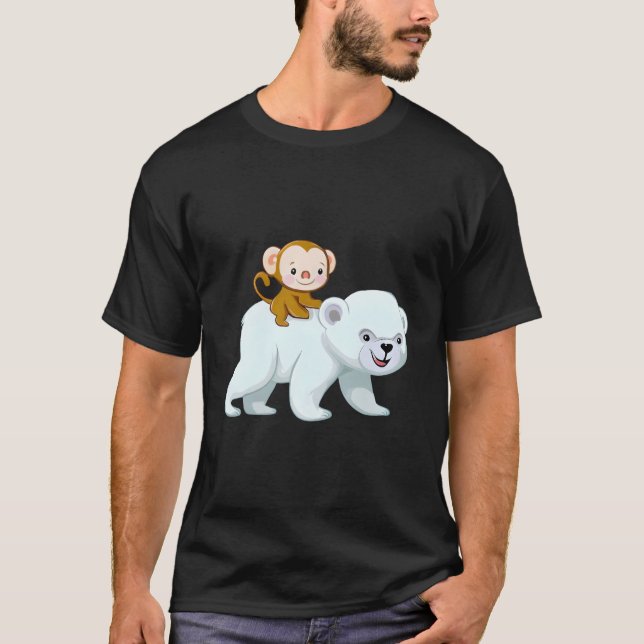 Camiseta Design Híbrido Do Urso De Gelo Macaco-Cinto (Frente)