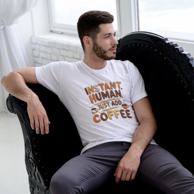 Camiseta Design Humano Instantâneo Engraçado no Café (Criador carregado)