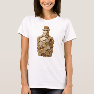 Camiseta Design icônico de GARRAFA DO DINHEIRO prateado