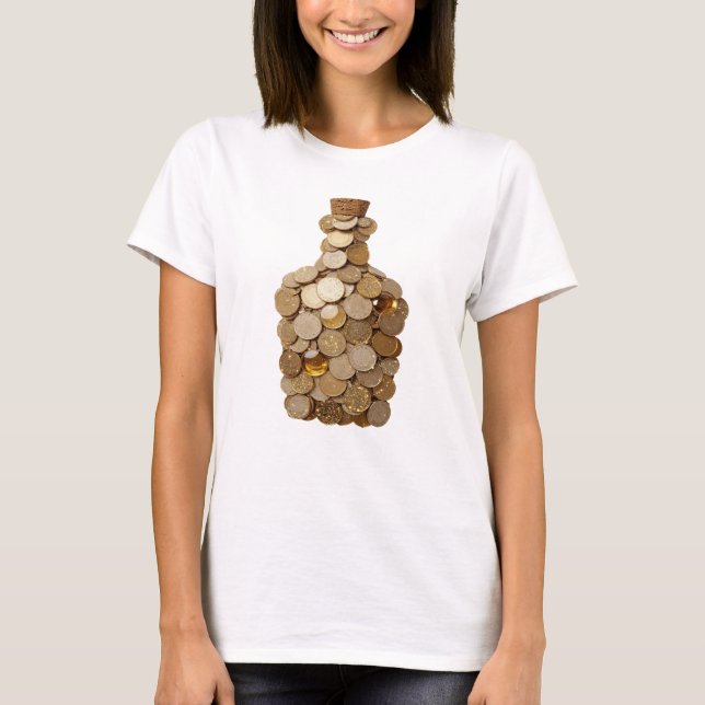 Camiseta Design icônico de GARRAFA DO DINHEIRO prateado (Frente)