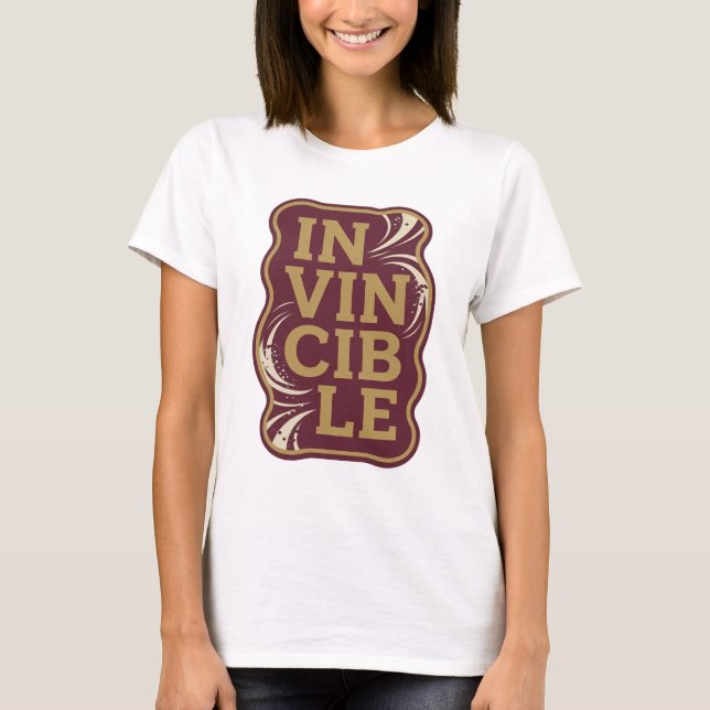 Camiseta Design icônico em ouro INVENCÍVEL (Frente)