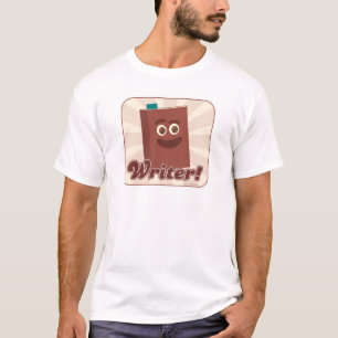 Camiseta Design Ilustrado do Escritor de Cartoons Castanhos