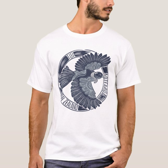 Camiseta Design impressão do estilo Tui Woodcut (Frente)