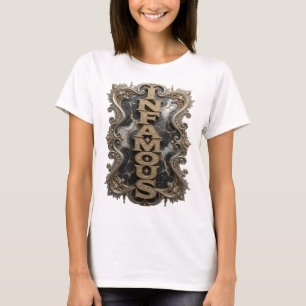 Camiseta Design INFAMOUS Dourado Tendência