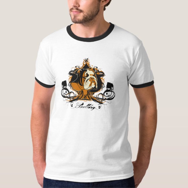 Camiseta Design inglês artístico da raça do buldogue (Frente)