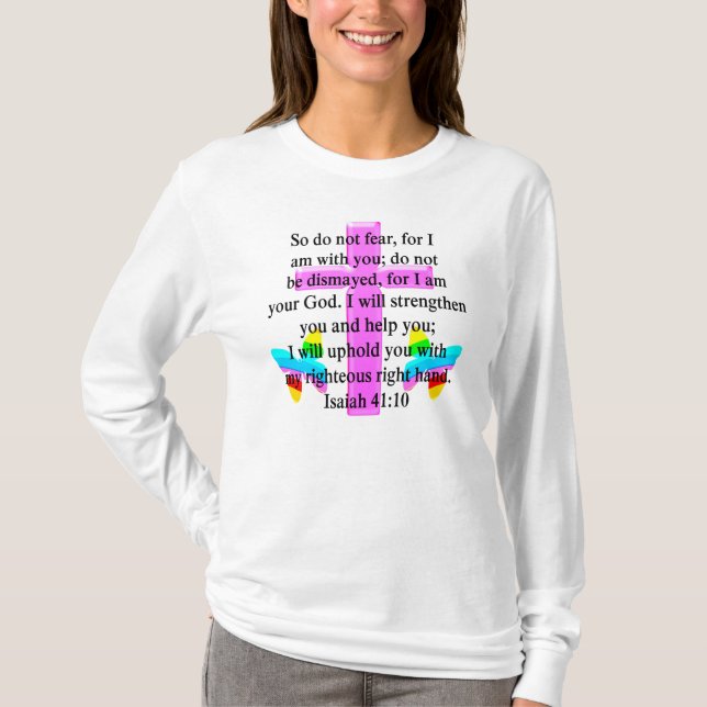 Camiseta DESIGN ISAIAH 41:10 bonito SCRIPTURE (Frente)