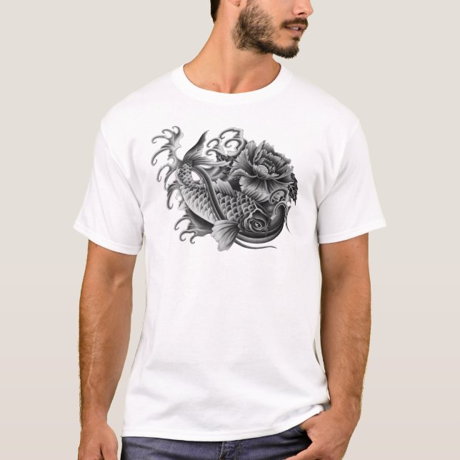 Camiseta Design japonês realmente legal dos peixes do koi (Frente)