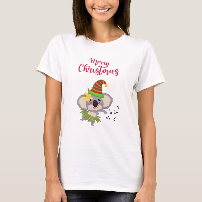 Camiseta Design Koala, dança cética de Natal australiana (Frente)