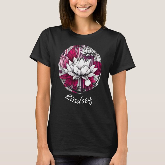 Camiseta Design magenta moderna de cinzas com flores de Lot (Frente)