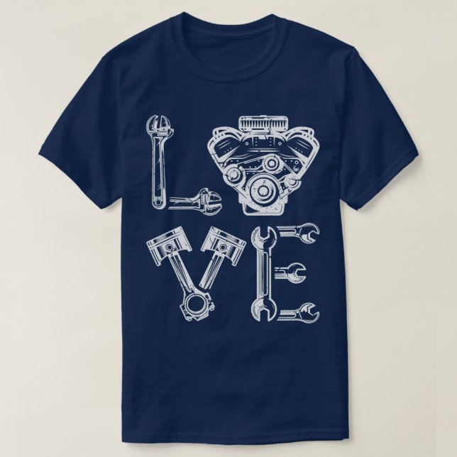 Camiseta Design Mecânico de Amor para Handyman (Frente do Design)