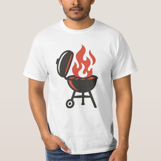 Camiseta Design mestre do CHURRASCO de grill de chamas (Frente)