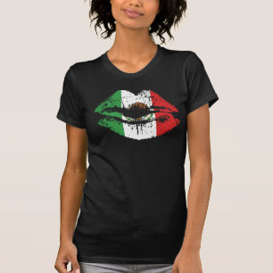 Camiseta Design mexicano do tshirt dos lábios para mulhere