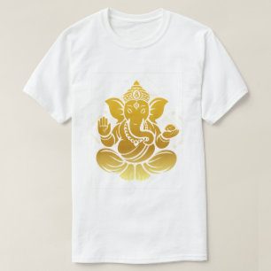 Camiseta Design Minimalista do Senhor Ganesha em Ouro