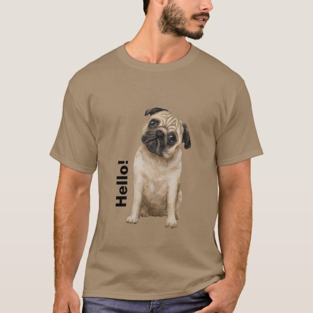 Camiseta Design Modern Hello Bulldog Homens beige (Frente)
