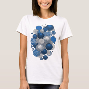 Camiseta Design Moderno Cinza BOLAS AZUIS E BRANCAS