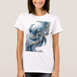 Camiseta Design Moderno de PENAS AZUIS Prateado Atraente