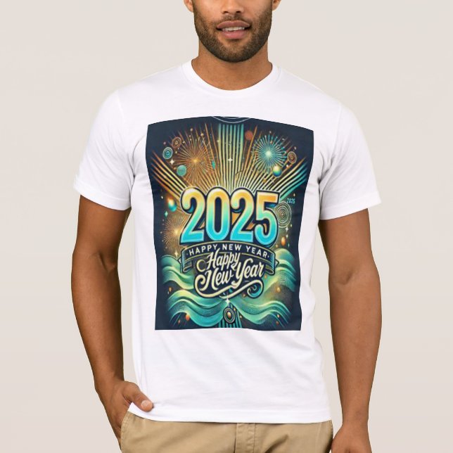 Camiseta design moderno do feliz ano novo 2025 para 2025 (Frente)