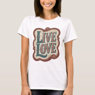 Camiseta Design Moderno em Azul Verde LIVE LOVE