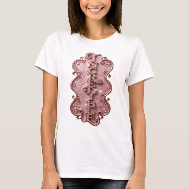 Camiseta Design Moderno INCREDÍVEL Rosa Nítido (Frente)