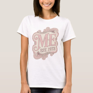 Camiseta Design Moderno Rosa Engraçado ME EST 1973