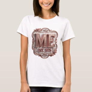 Camiseta Design Moderno Rosa ME EST 1975 Statement