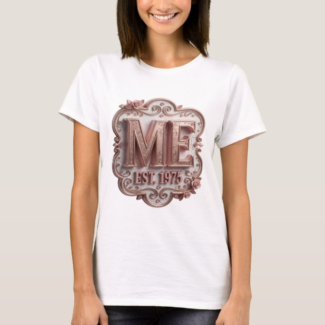 Camiseta Design Moderno Rosa ME EST 1975 Statement (Frente)