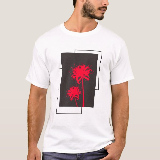 Camiseta Design Monocromático de Flor de Aranha Lily (Frente)