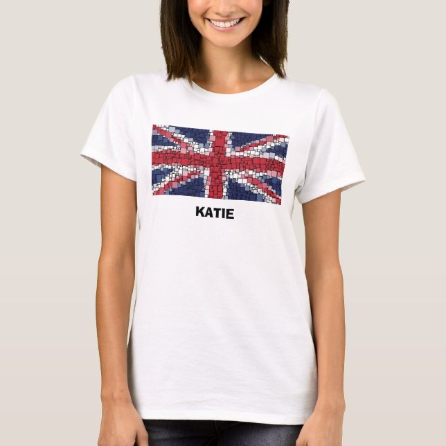 Camiseta Design Mosaico (Texto Preto), bandeira União (Frente)