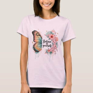 Camiseta Design Motivacional Acredite em Si Mesmo - Teal Or