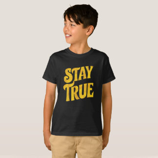 Camiseta Design Motivant 'Stay True' en Or Texturé