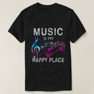 Camiseta Design Música É Meu Lugar Feliz