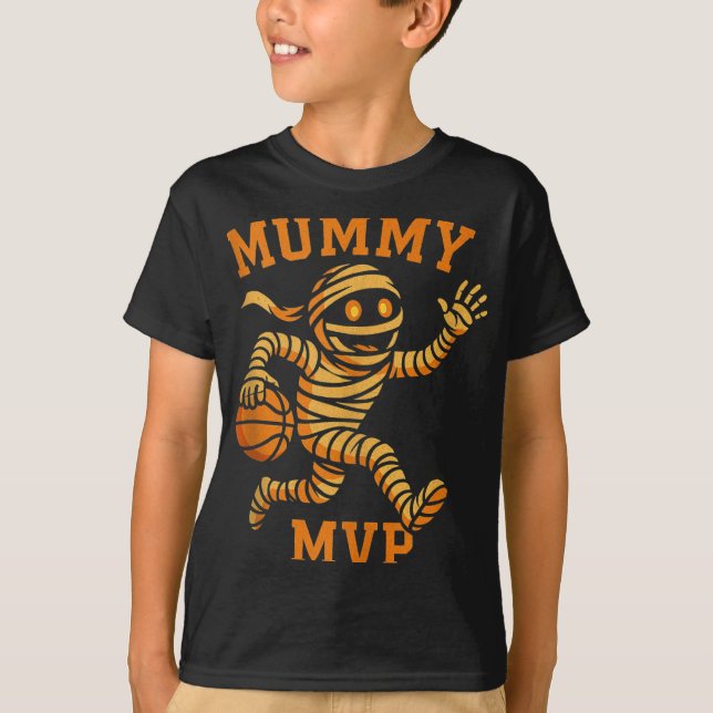 Camiseta Design Mvp Monste Engraçado Mummy Basquete Hallowe (Frente)
