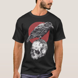 Camiseta Design oculto de gótico preto, branco e vermelho R